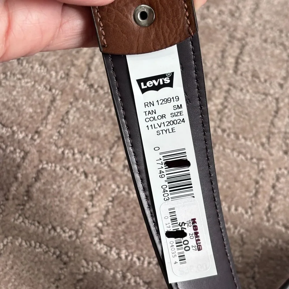 Levi's Coated Leather Belt Mens Small (30-32) Brown Casual Classic Minimal NWT